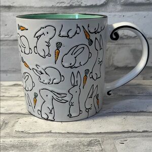 Spectrum 18oz White and Green Bunny Mug carrots coffee mug Easter springtime